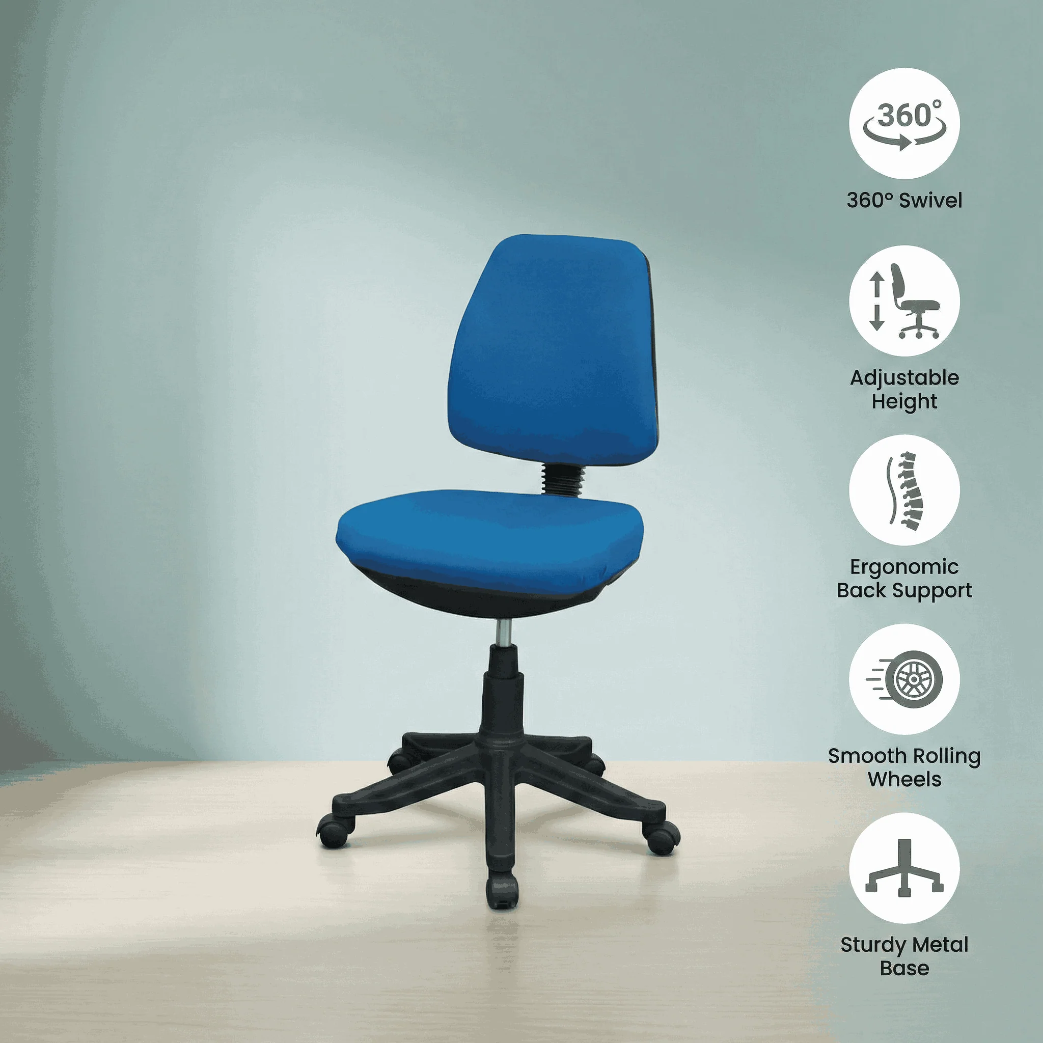 SAAB Computer Chair Without Arms With Hydraulic Jack and Stopper Model SAAB S-508 - Image 3