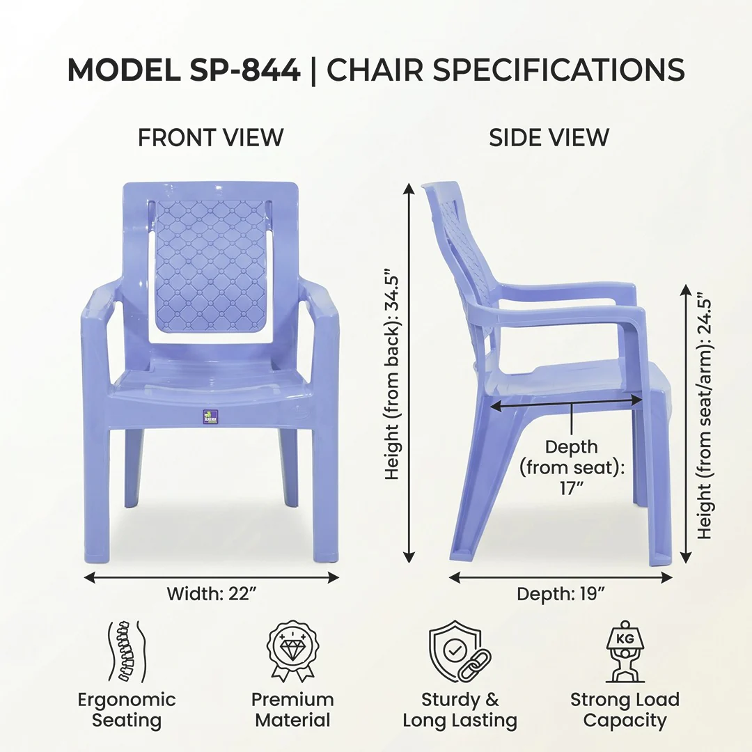 ORTHO SP-844 Full Plastic Arms Chair - Image 4