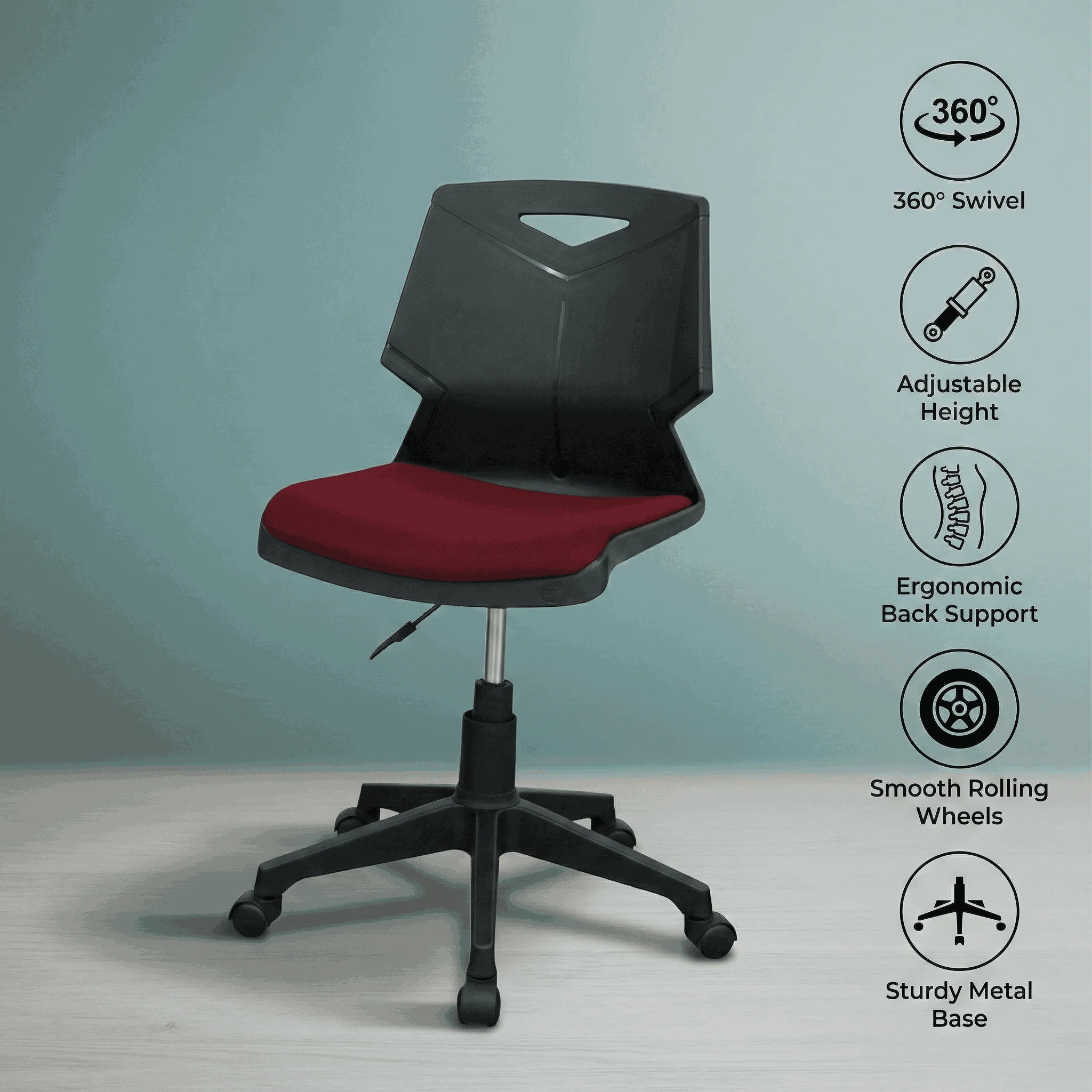 Green Shell Revolving Chair with Cushioned Seat SAAB S-17-HC - Image 3