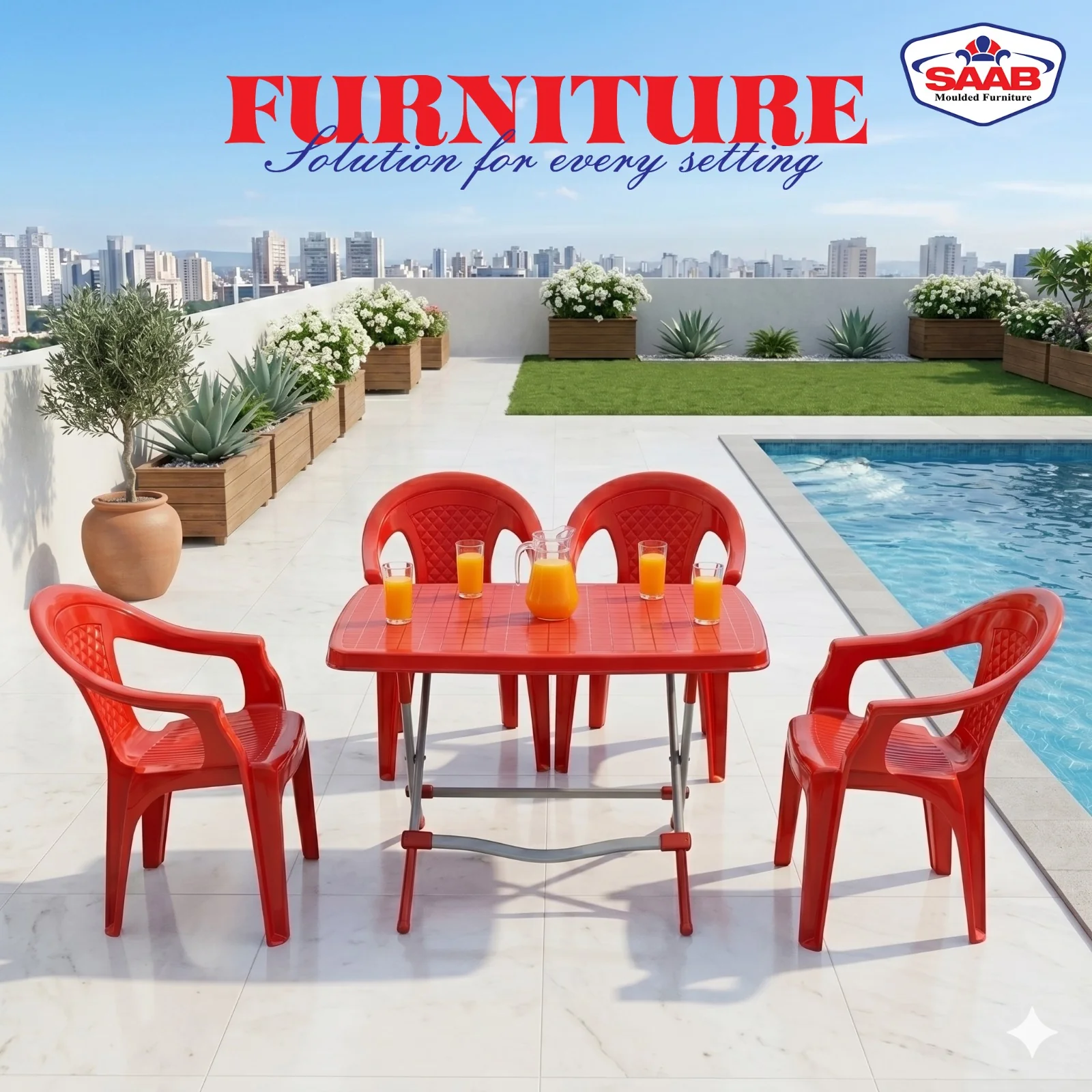SAAB Puro Full Plastic Chair Model SAAB SP-809 With table - Image 5