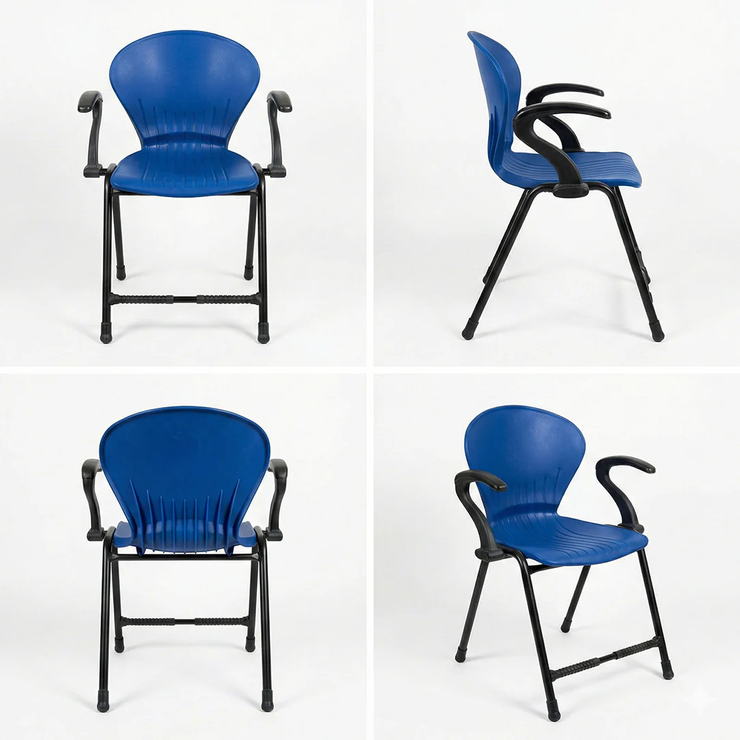 SAAB S-06-A Steel Plastic Pecock Shell Chair with Arms - Image 5
