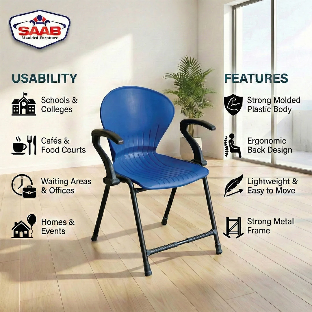 SAAB S-06-A Steel Plastic Pecock Shell Chair with Arms - Image 6