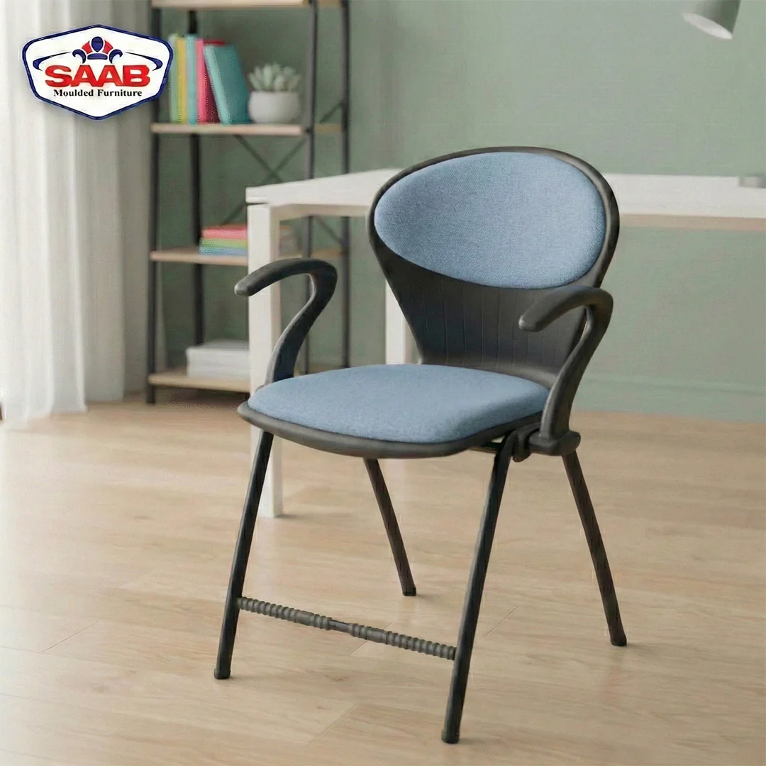 SAAB S-06-AC Steel Plastic Pecock Shell Chair with Arms & Cushion