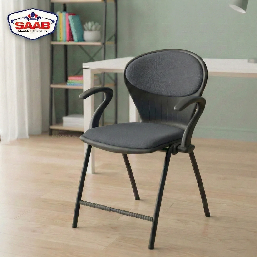 SAAB S-06-AC Steel Plastic Pecock Shell Chair with Arms & Cushion - Image 2