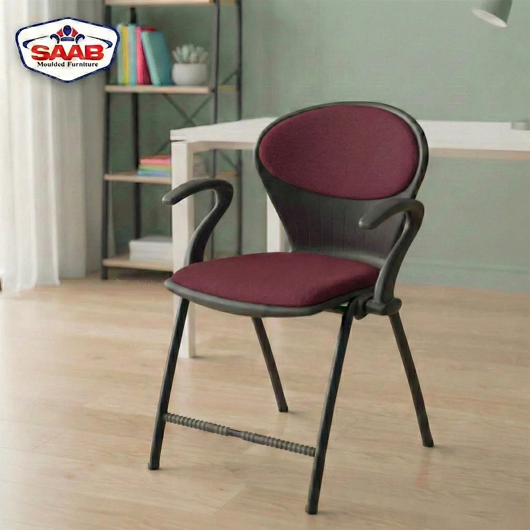 SAAB S-06-AC Steel Plastic Pecock Shell Chair with Arms & Cushion - Image 3