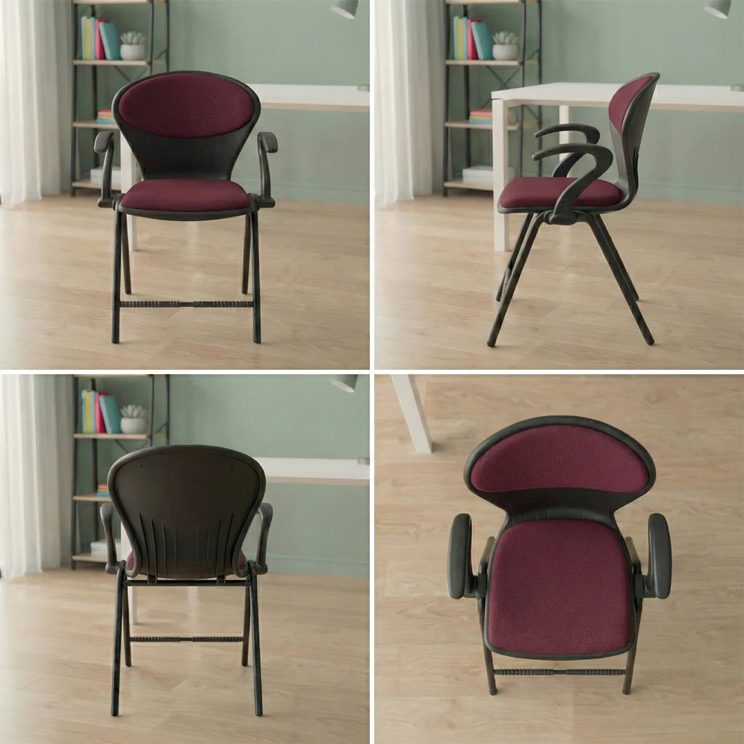 SAAB S-06-AC Steel Plastic Pecock Shell Chair with Arms & Cushion - Image 4
