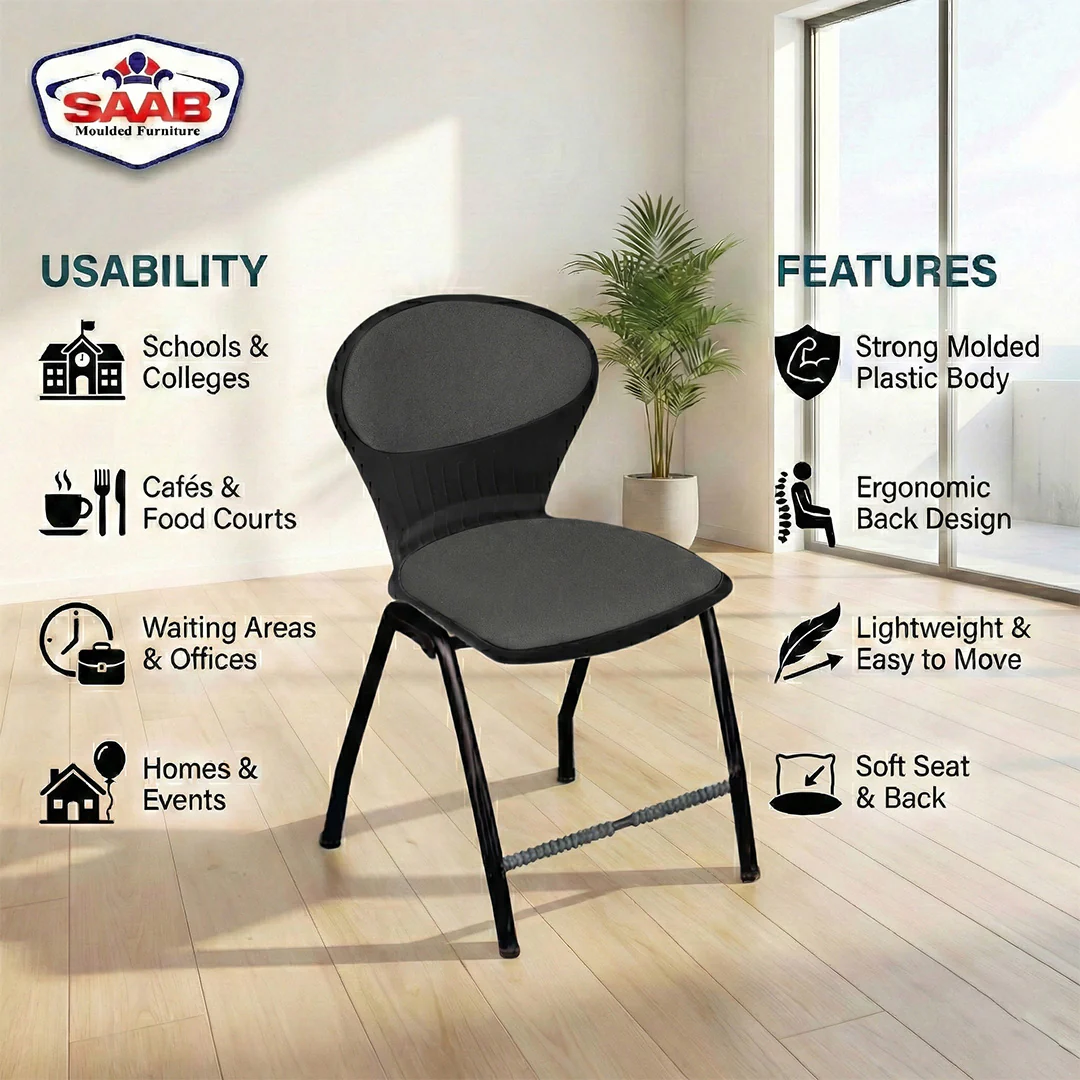 Steel Plastic Peacock Shell Chair with Cushion SAAB S-06-C - Image 5