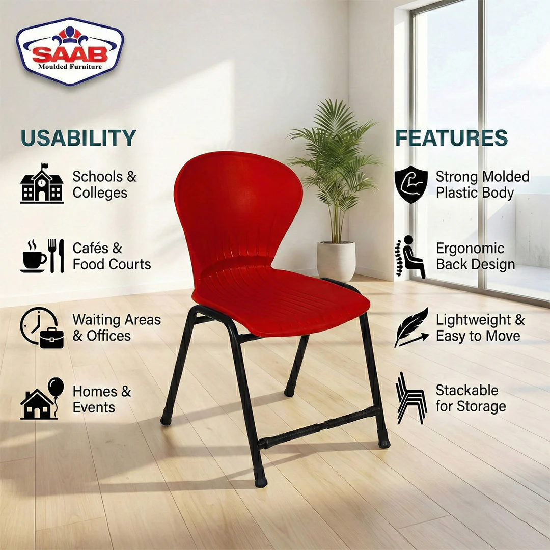 SAAB S-06 Steel Plastic Peacock Shell Chair - Image 5