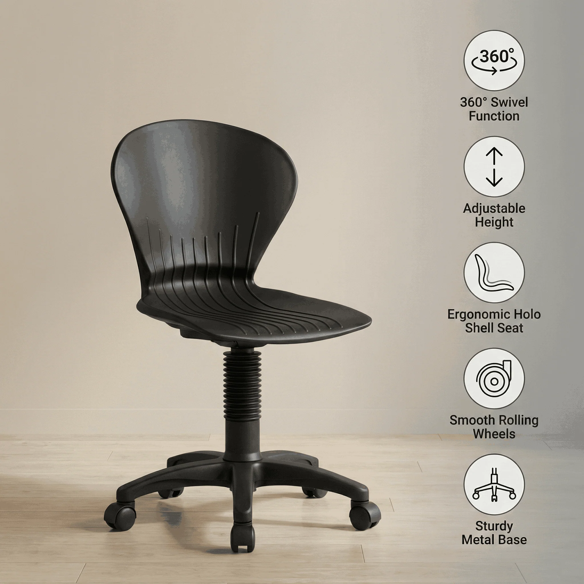 Peacock Shell Revolving Chair with Mechanical Jack SAAB S-15-M - Image 3
