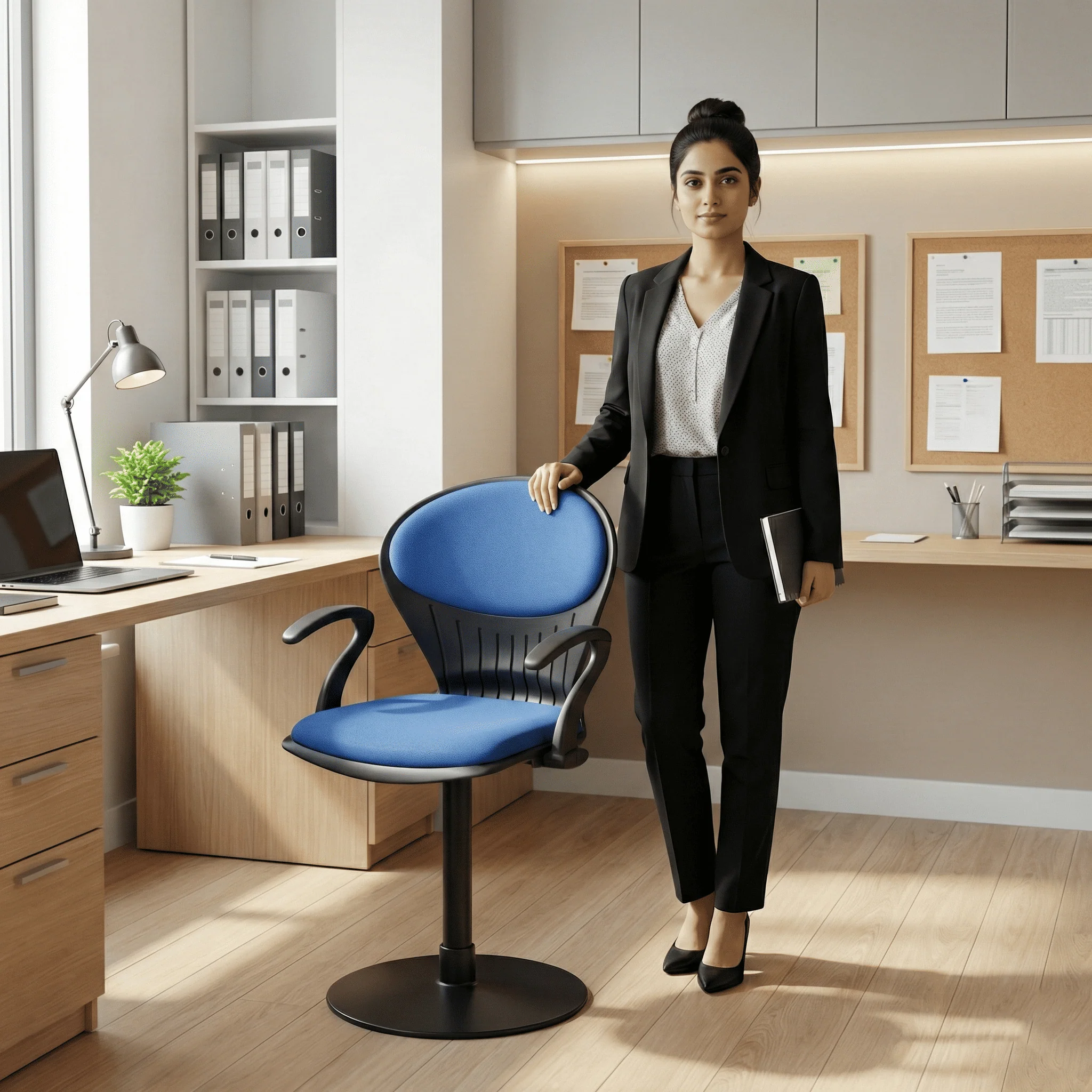 SAAB S-15-MPAC Peacock Shell Revolving Chair with Arms & Cushion and Mechanical Jack - Image 2