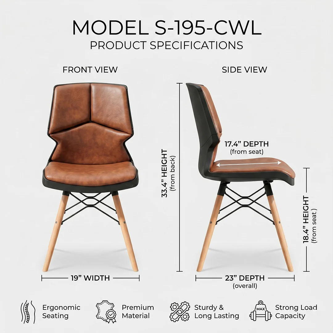 Wooden legs Chair With Cushion S-195-CWL - Image 4