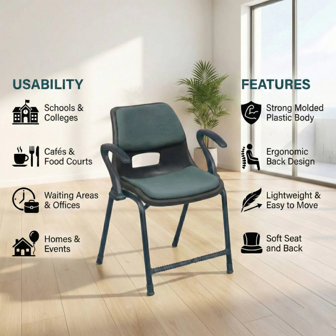 SAAB S-204-AC Steel Plastic Holo Shell Big Chair with Arms and Cushion - Image 7