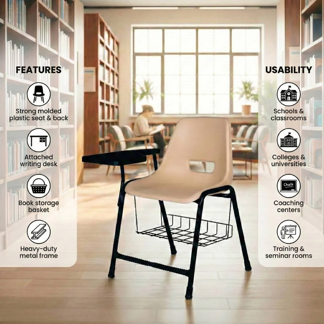 SAAB S-204-SB Steel Plastic Holo Study Big Shell Chair with Book shelf - Image 7