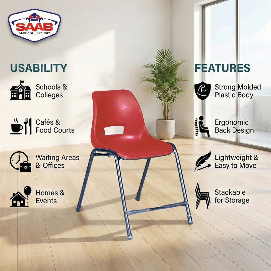 SAAB S-204 Steel Plastic Holo Study Big Shell Chair - Image 7