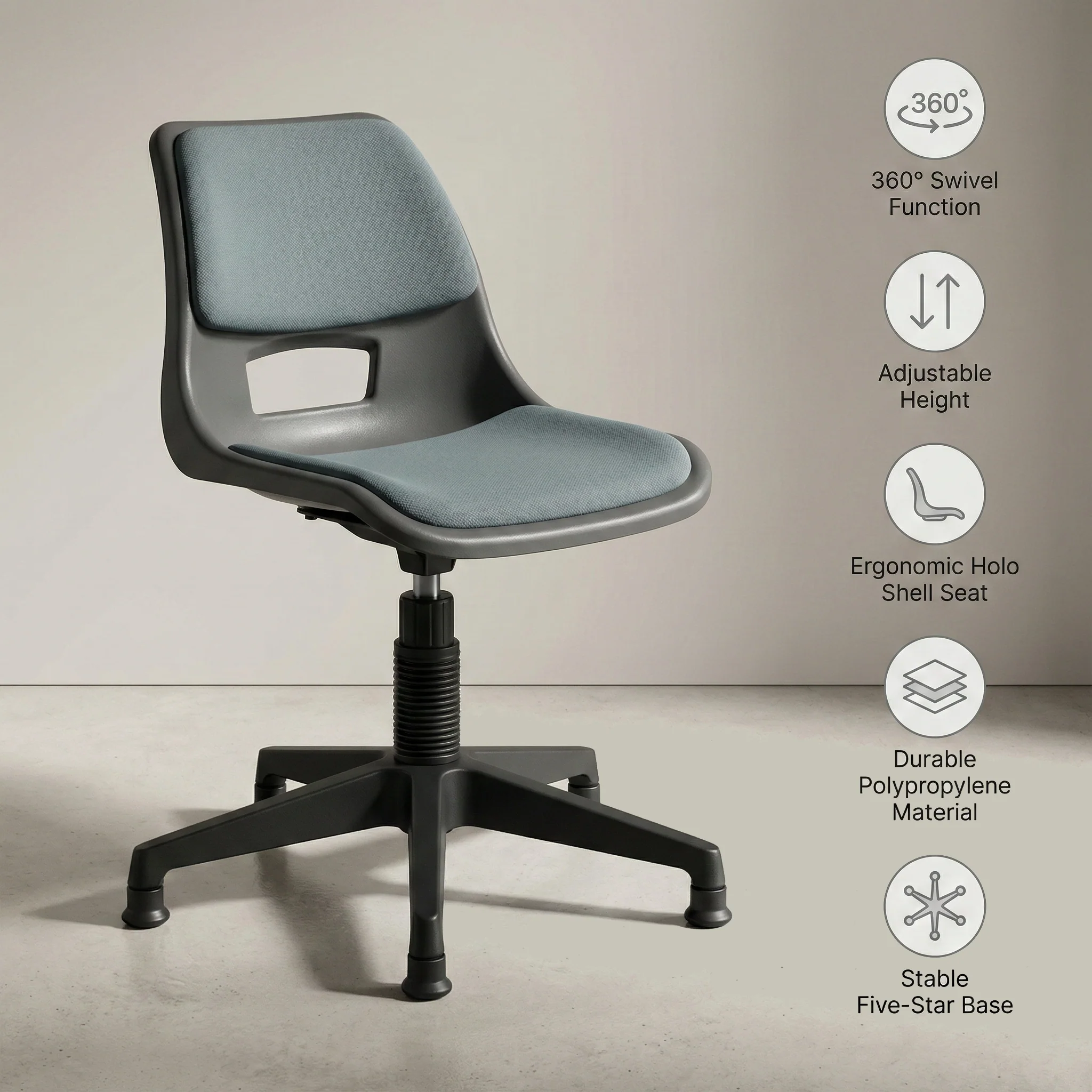 SAAB S-208-MC Shell Holo Revolving Chair with Mechanical Jack & Cushion - Image 3