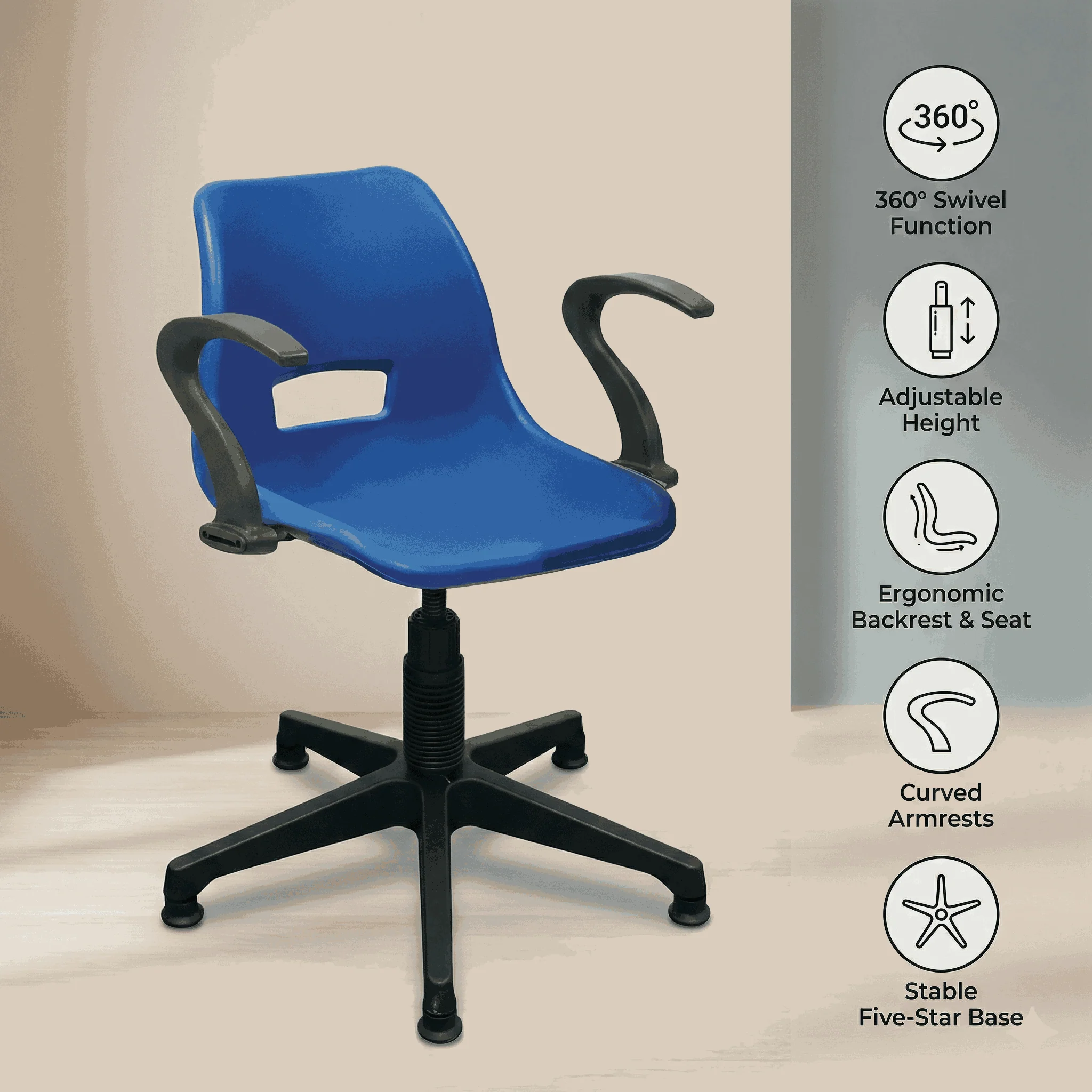 SAAB S-208-MSA Shell Holo Revolving Chair with Arms and Mechanical Jack - Image 3