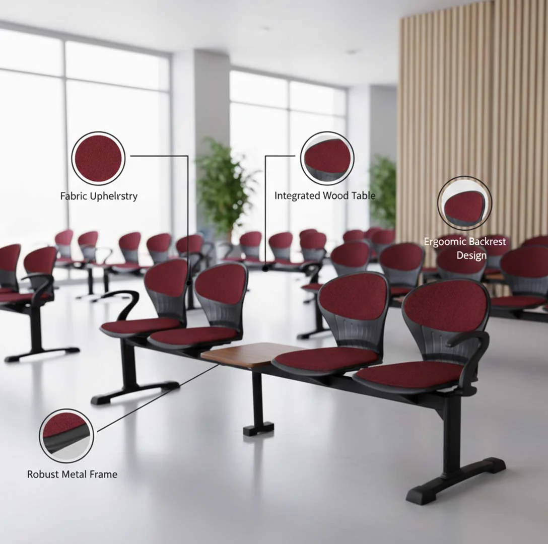 SAAB S-257-HACT Peacock Visitor Sofa 4-Seater Double Channel with Arms and Cushion - Image 3