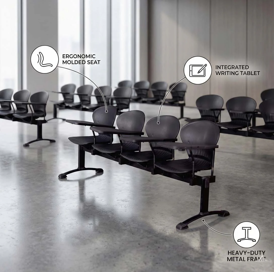 SAAB S-257-HS Peacock Visitor Sofa 4-Seater Double Channel with Study Shelf - Image 3