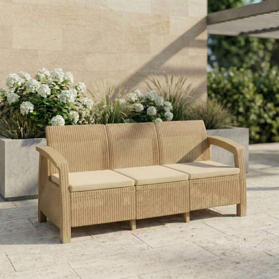 SAAB Newly Designed Rattan Allegra 3 Seater Sofa with Printed Cushions SAAB SP-375 - Image 3