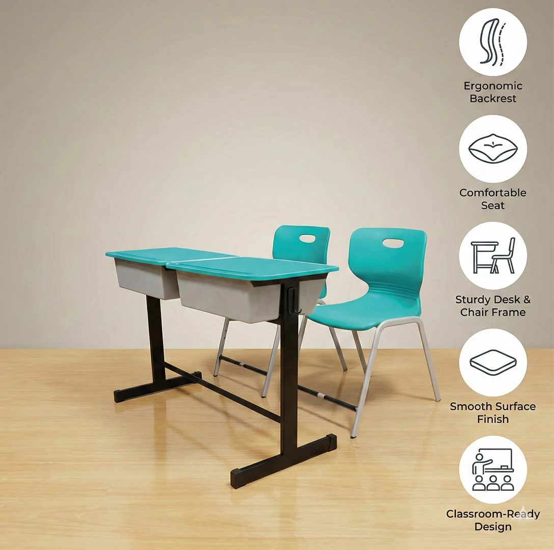 Two Seater Study Desk with Plastic Top SAAB S-498 - Image 3
