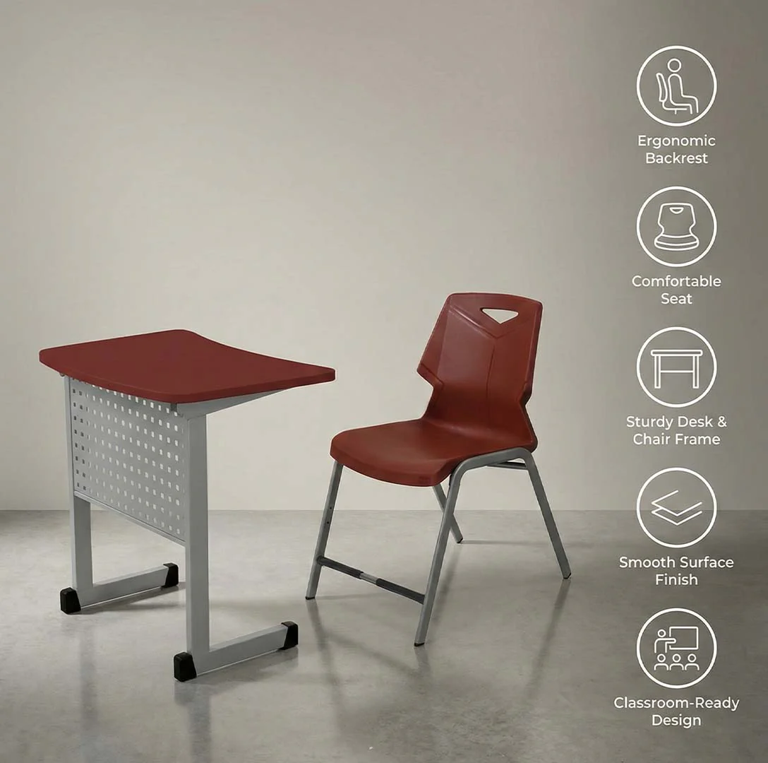 SAAB S-913 One Seater Desk Iron Frame And Fiber Top Big - Image 2