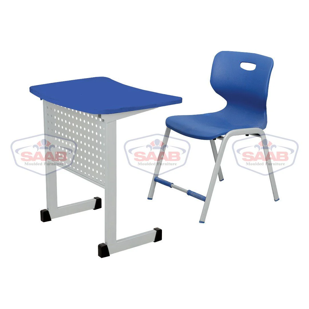 SAAB S-914 One Seater Desk Iron Frame Front Jali And Fiber Top Small - Image 4
