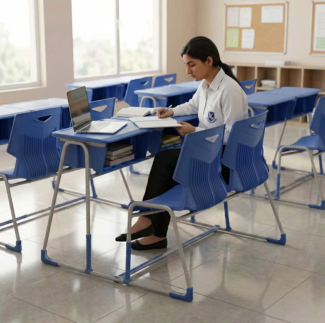 SAAB S-915 Steel Plastic Baby Holo Shell Joint 2-Seater Bench Desk - Image 3