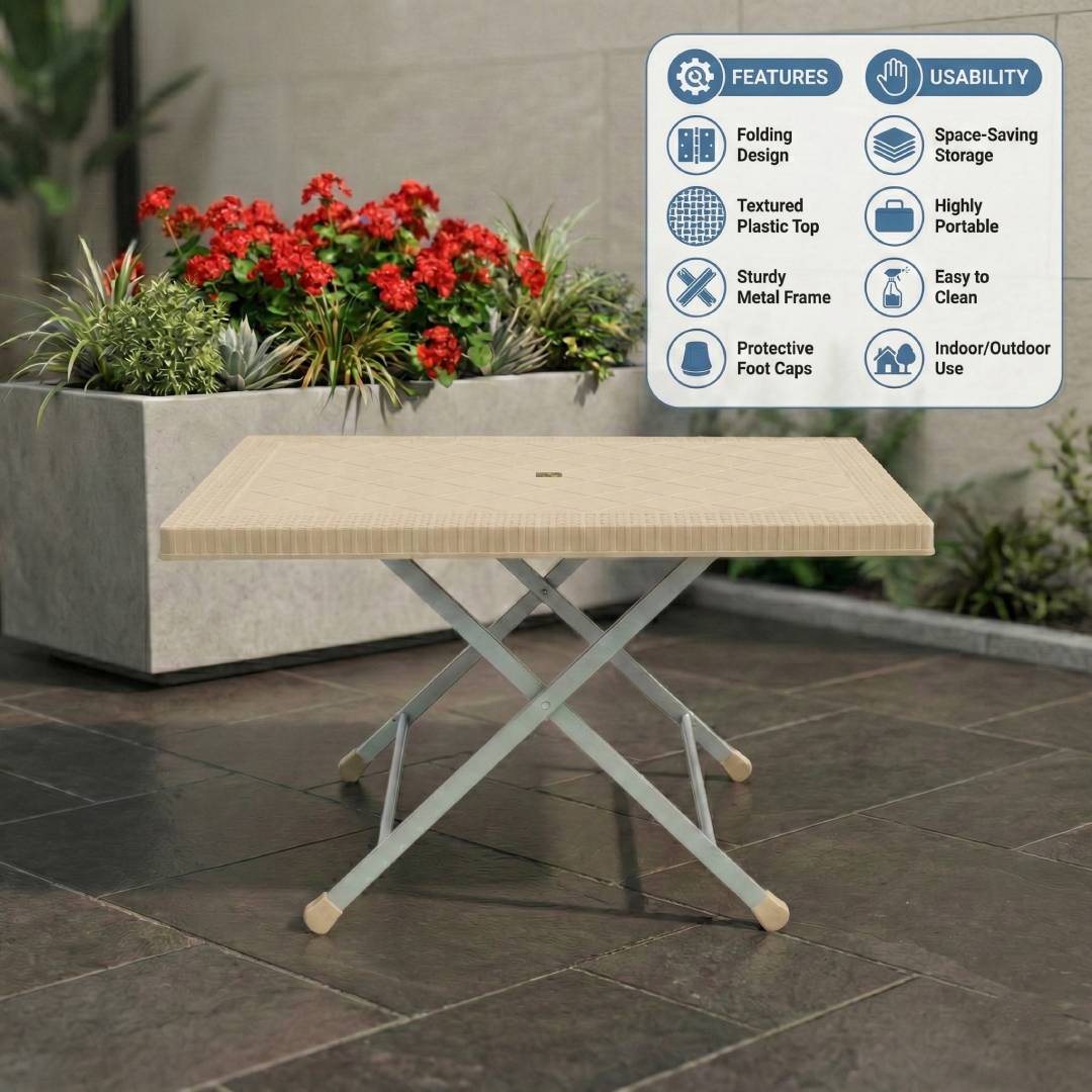 SAAB SP-214-RT Steel Plastic Table With Rattan Top - Image 8