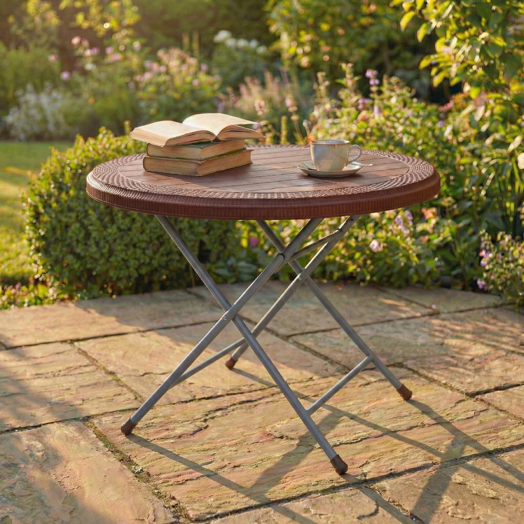 SAAB SP-215-RT STEEL PLASTIC RATTAN ROUND TABLE - Image 2