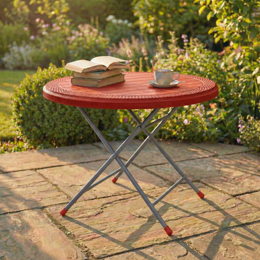 SAAB SP-215-RT STEEL PLASTIC RATTAN ROUND TABLE - Image 3