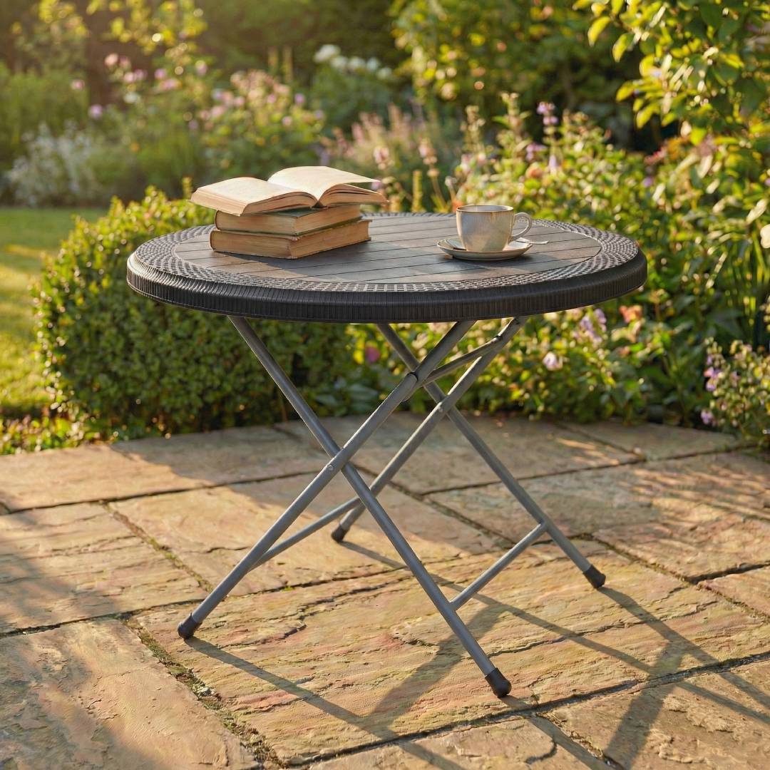 SAAB SP-215-RT STEEL PLASTIC RATTAN ROUND TABLE - Image 4