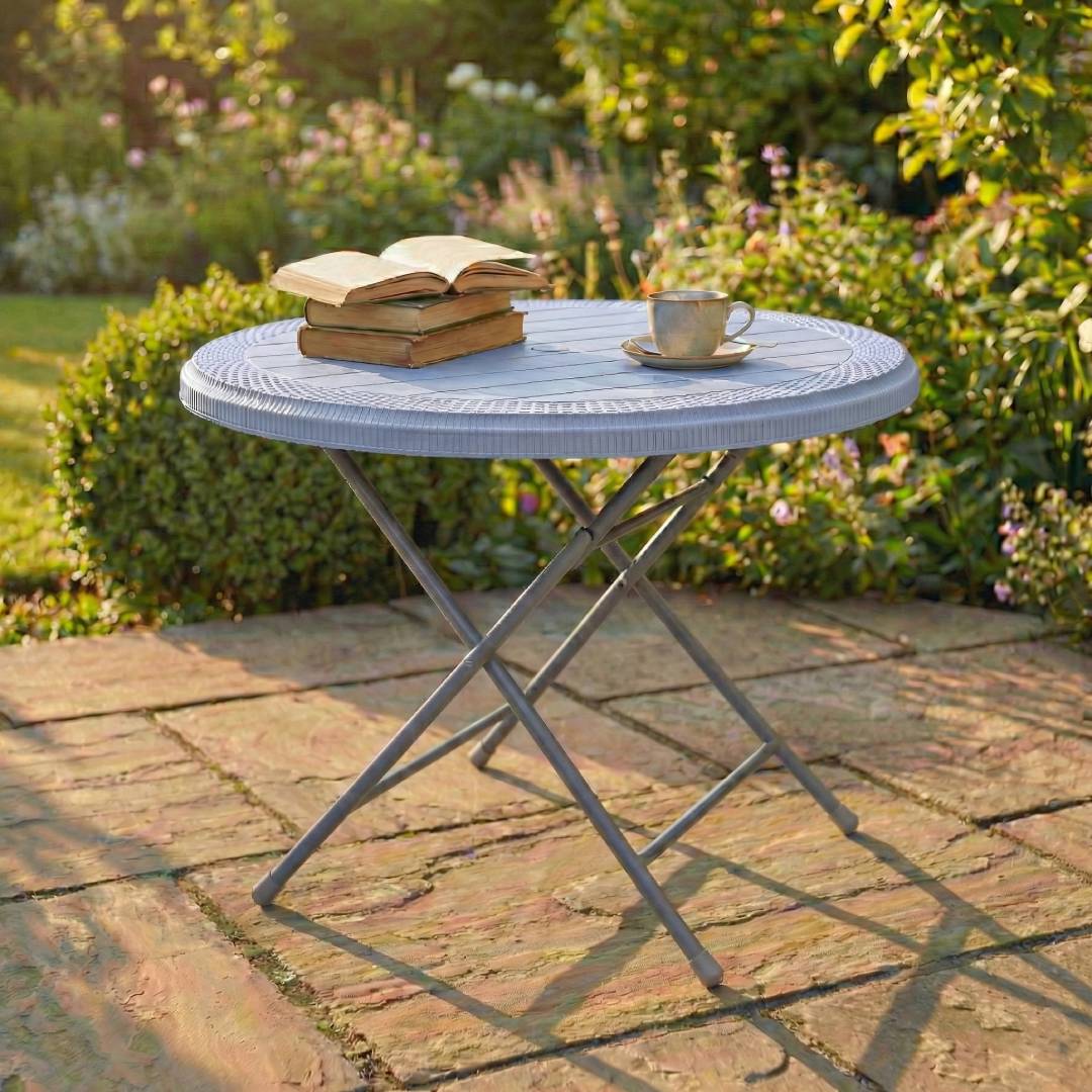 SAAB SP-215-RT STEEL PLASTIC RATTAN ROUND TABLE - Image 6