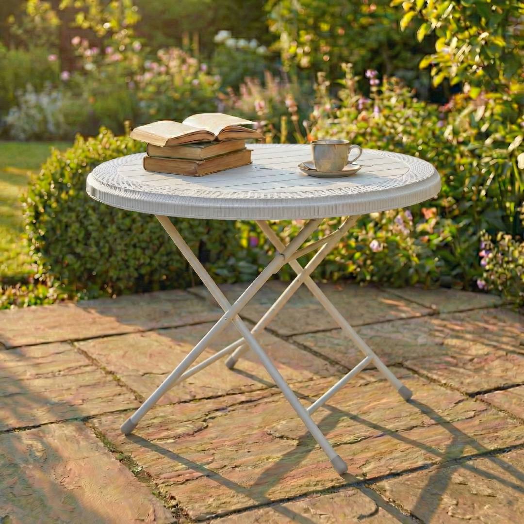SAAB SP-215-RT STEEL PLASTIC RATTAN ROUND TABLE - Image 7
