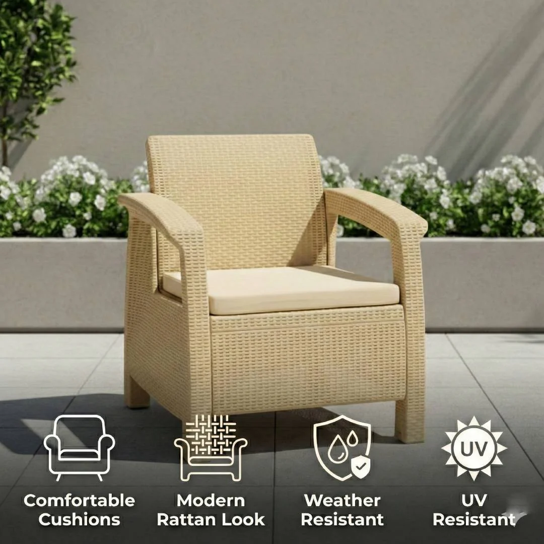 SAAB Newly Designed Rattan Allegra Single Seater Sofa with Printed Cushions SAAB SP-372 - Image 5