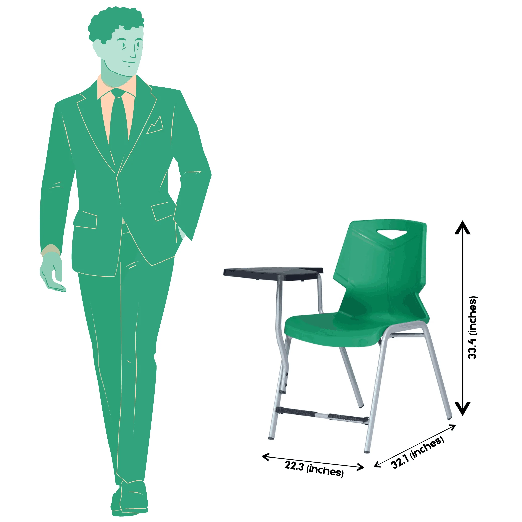 Green Shell Study Chair S-195-S - Image 8